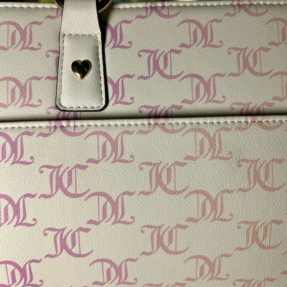 NWT Juicy Couture Bling Logo Tote Bag Pink White Chain Handle Purse HTF - Picture 8 of 14